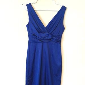 Donna Ricco Stretch Satin Sheath Dress Royal Blue 8